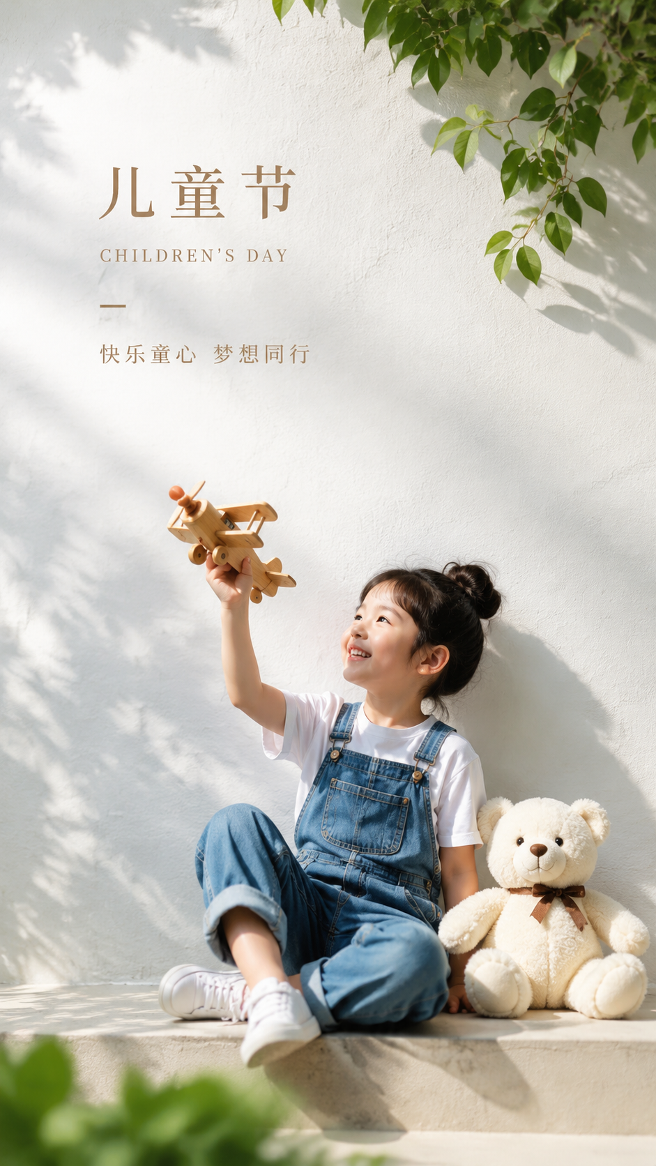 儿童节快乐实景宣传创意手机海报