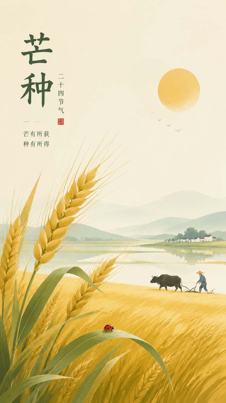24节气芒种忙而有度创意手机海报