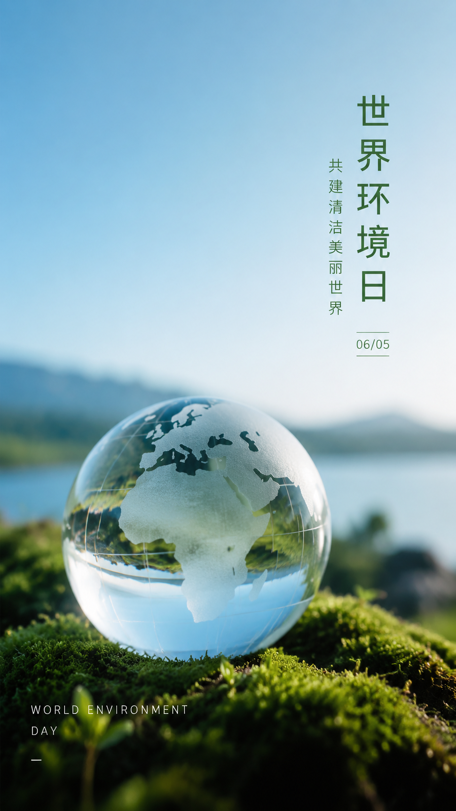 6月5日世界环境日开源节流手机海报