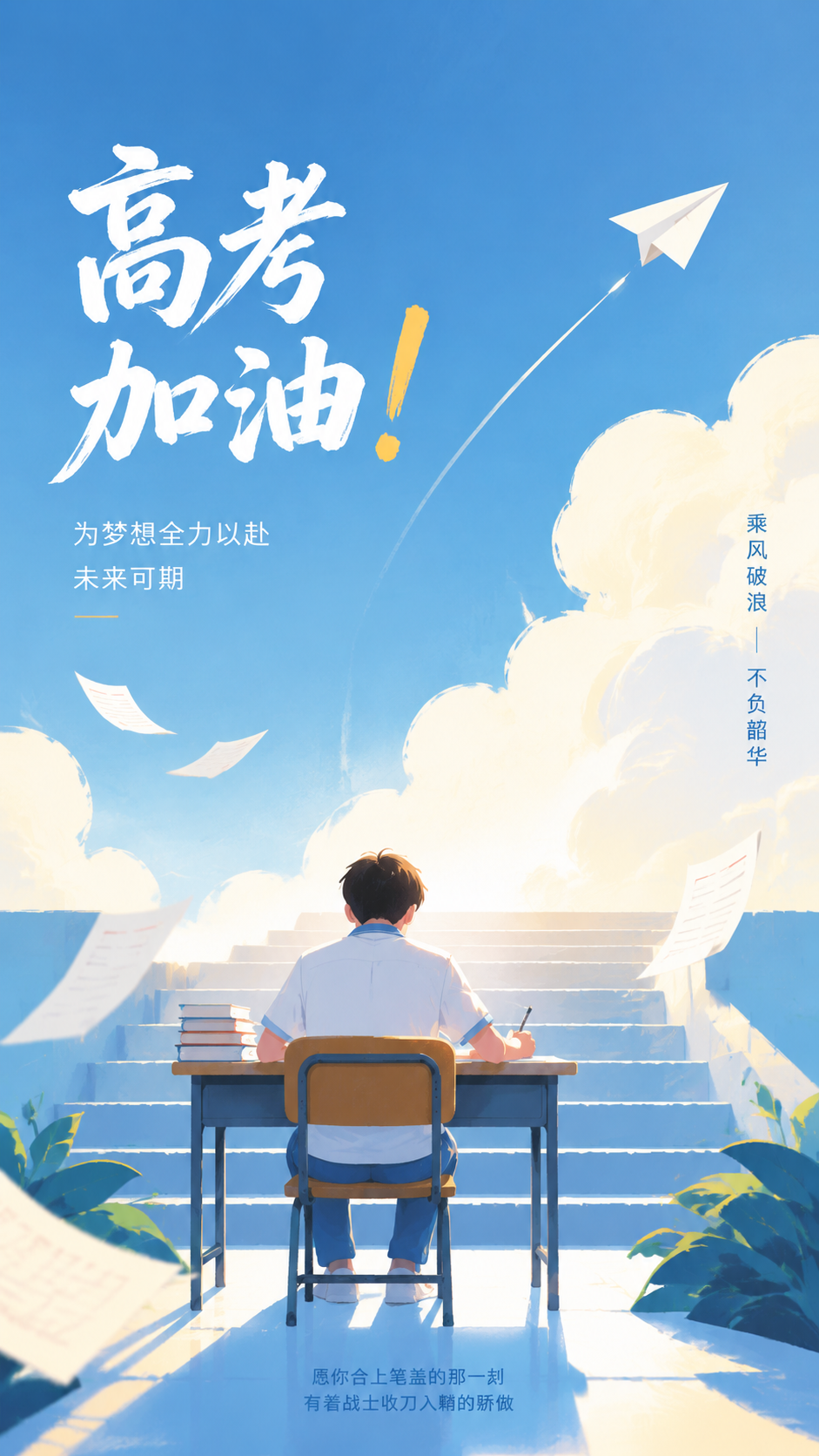 高考加油厚积薄发动漫风手机海报