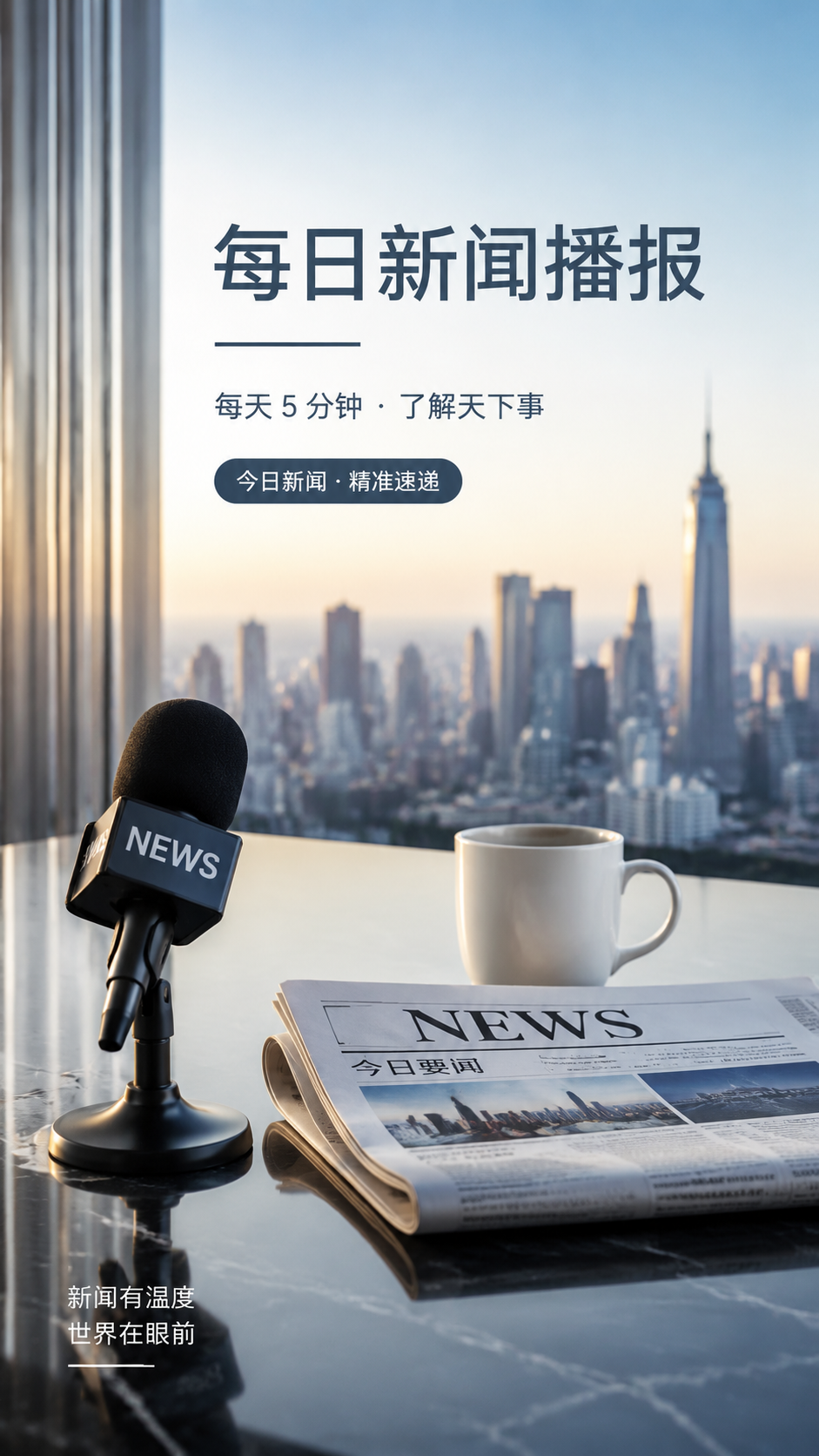 每日新闻播报5分钟了解天下事手机海报