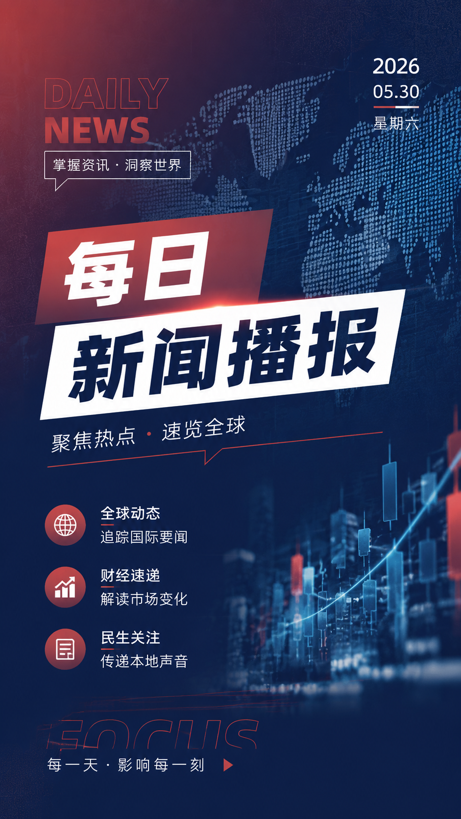 每日新闻播报速览全球手机海报