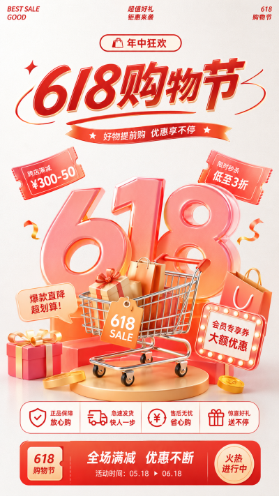 618购物节年中狂欢手机海报