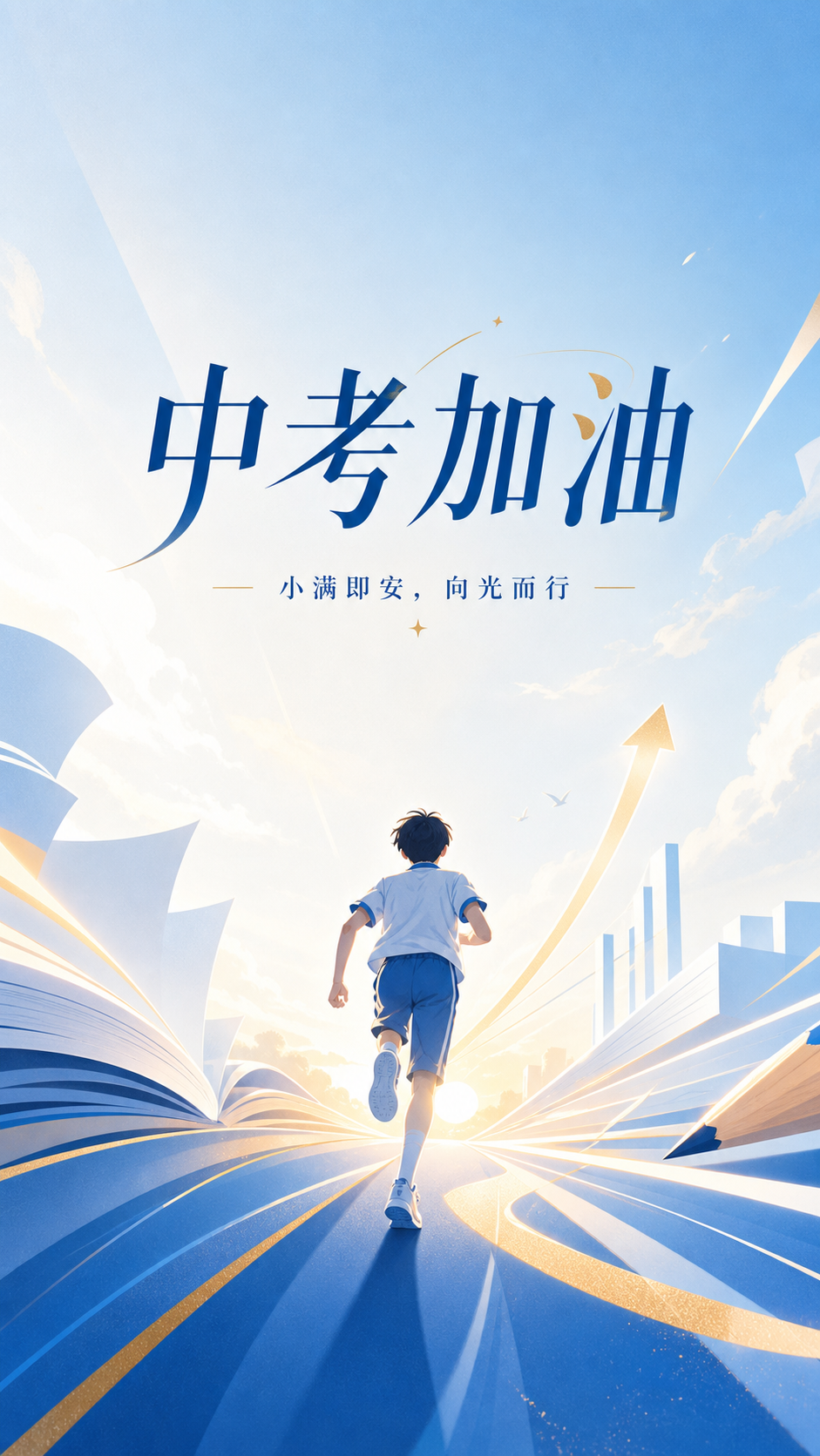 中考加油向光而行动漫风手机海报