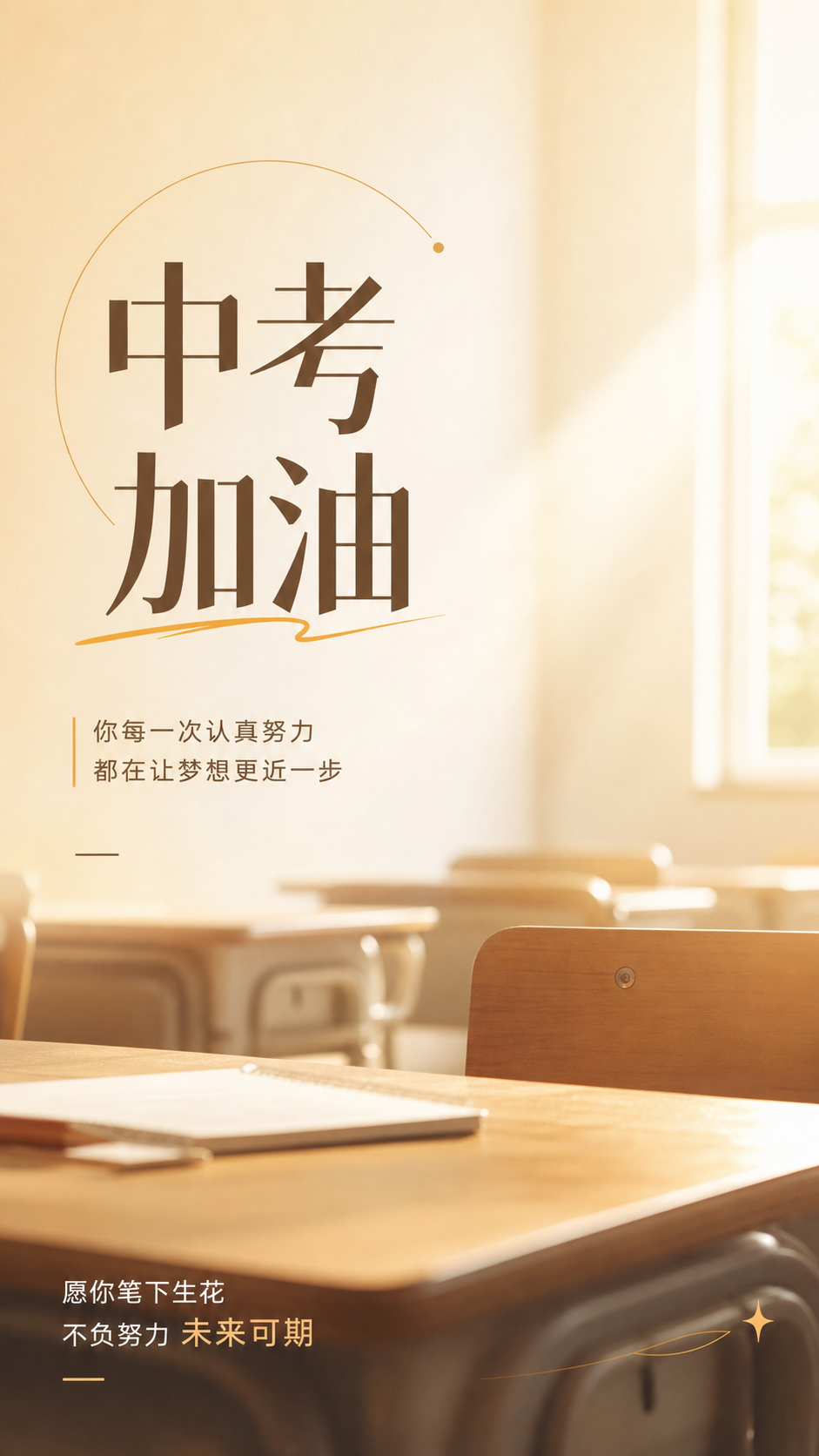 中考加油创意实景宣传手机海报