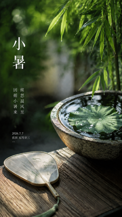 二十四节气小暑小清新风手机海报