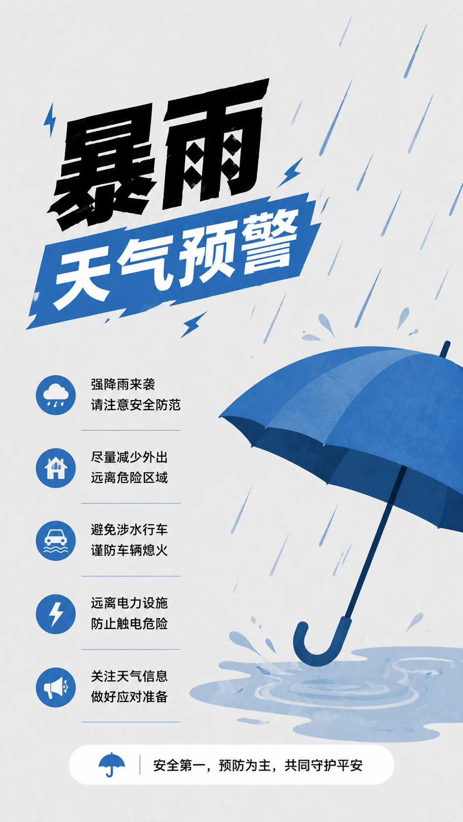 暴雨天气预警安全第一创意手机海报
