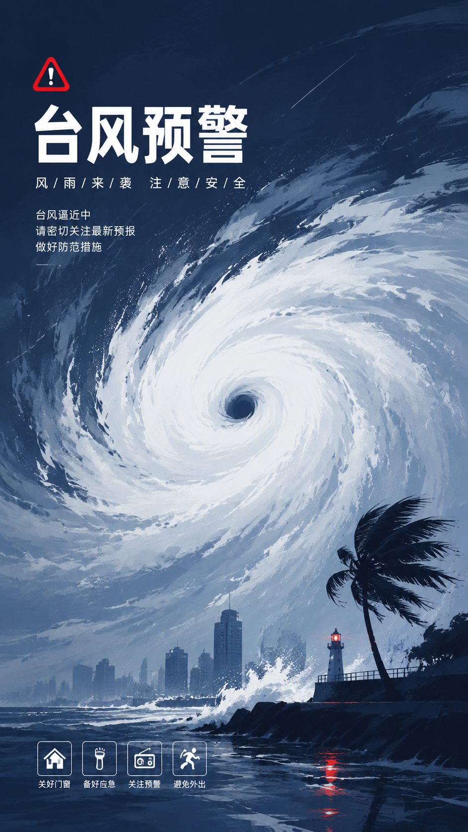 台风预警远离海岸创意宣传手机海报