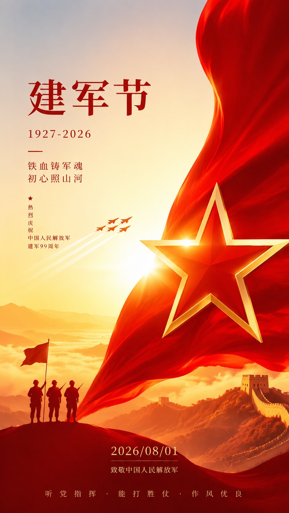 建军节铁血铸军魂赤胆卫家国手机海报