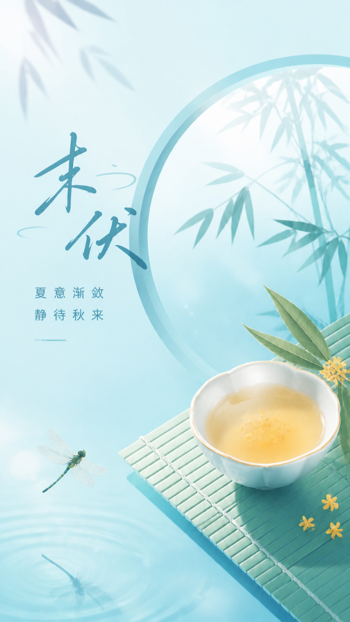 三伏天末伏温补驱湿创意手机海报