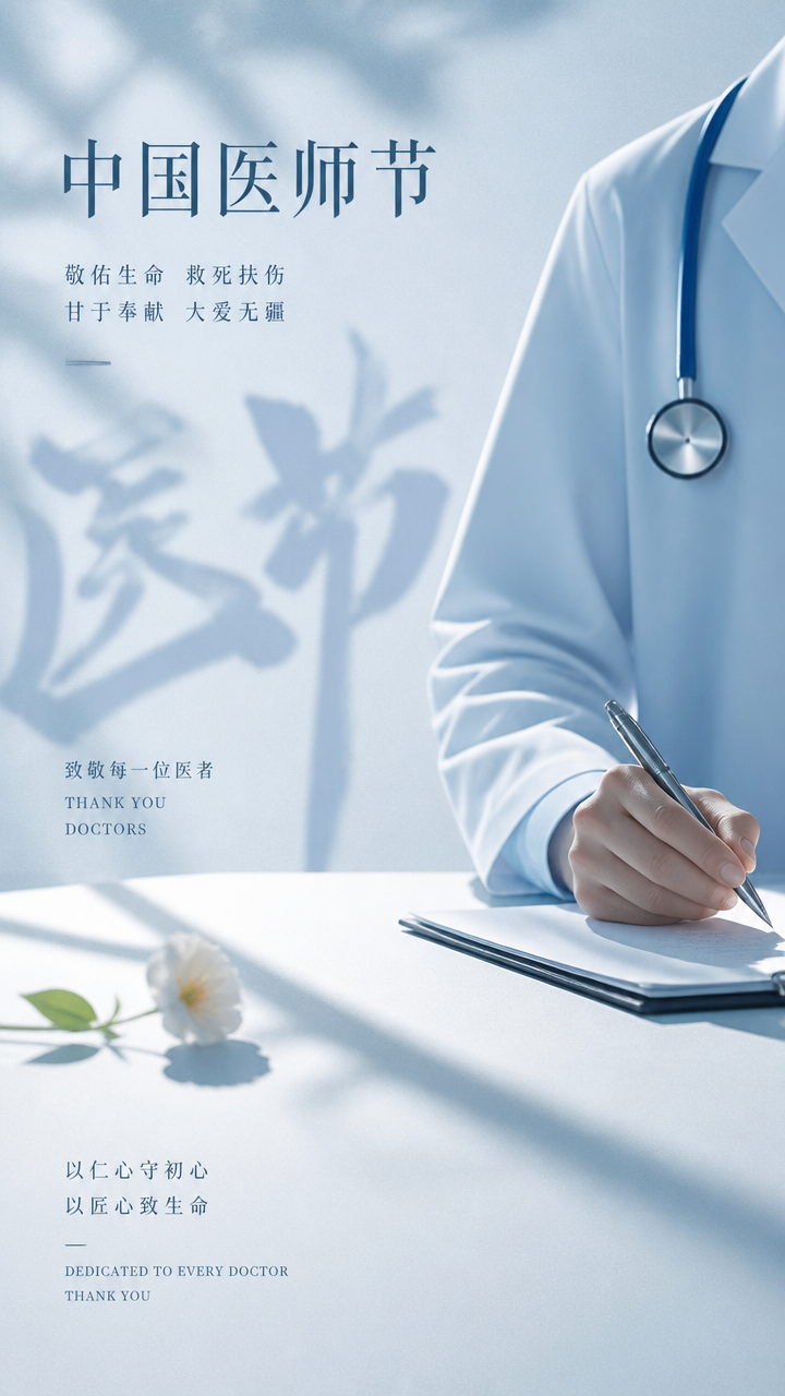 中国医师节医者仁心创意手机海报