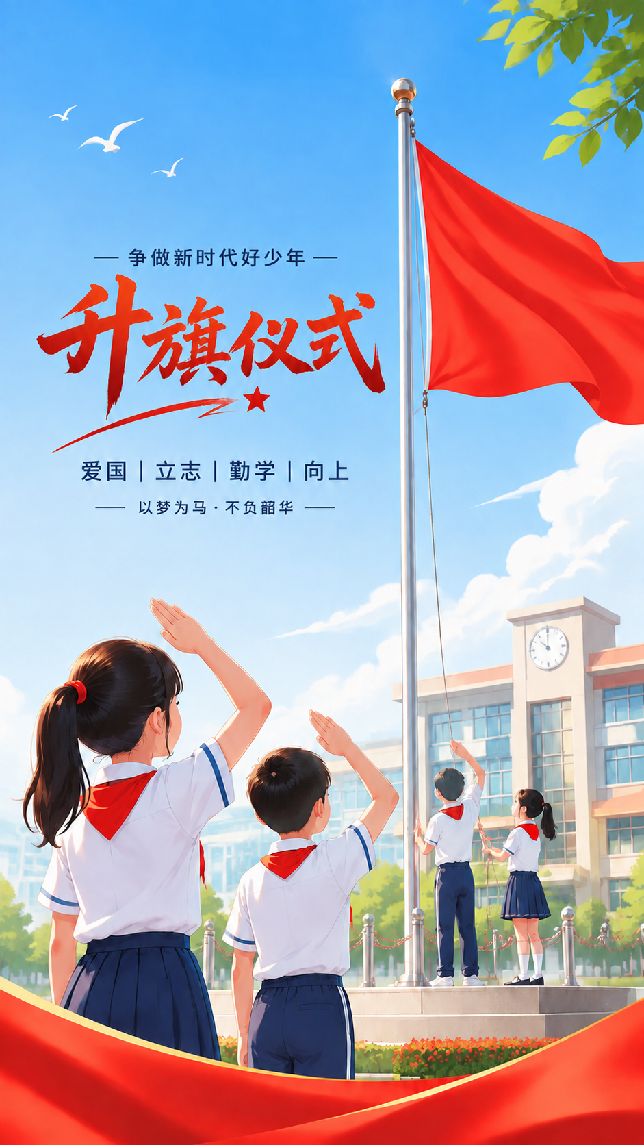 中学升旗仪式衣冠整肃创意手机海报