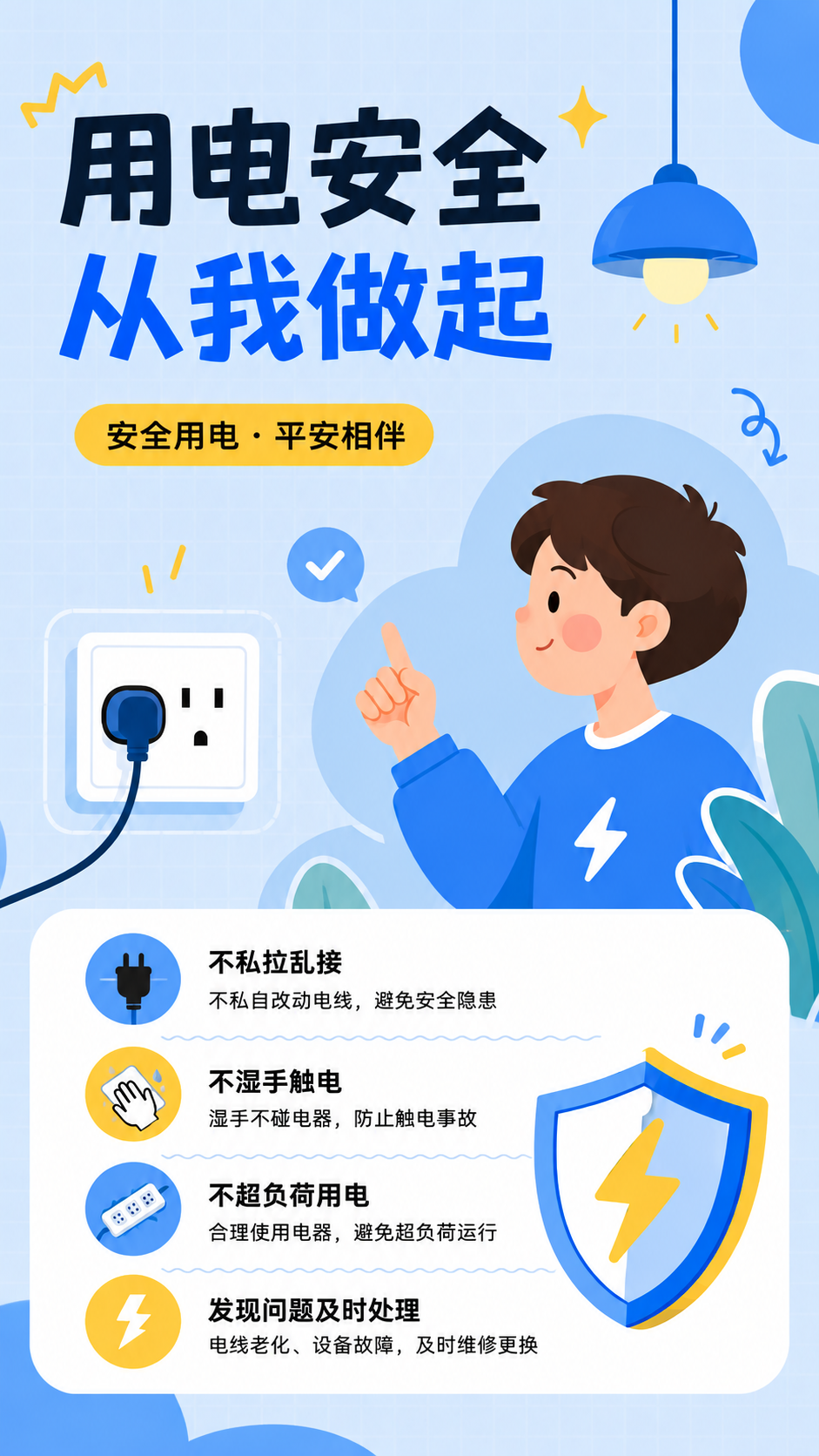 暑期用电安全知识科普手机海报