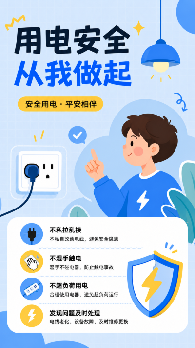暑期用电安全知识科普手机海报