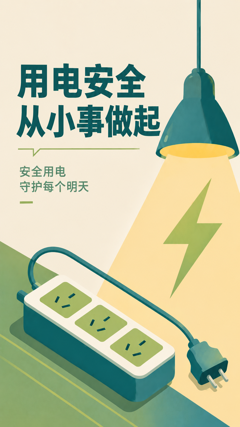 安全用电平安居家简约宣传手机海报
