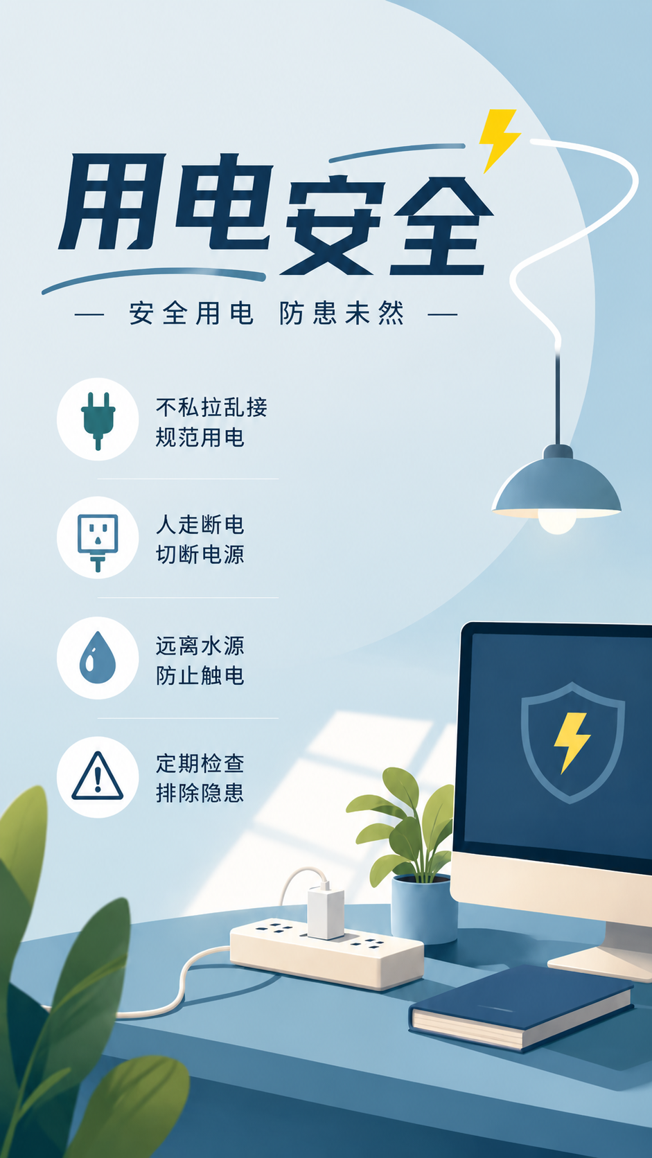 暑期用电安全防范漏电手机海报