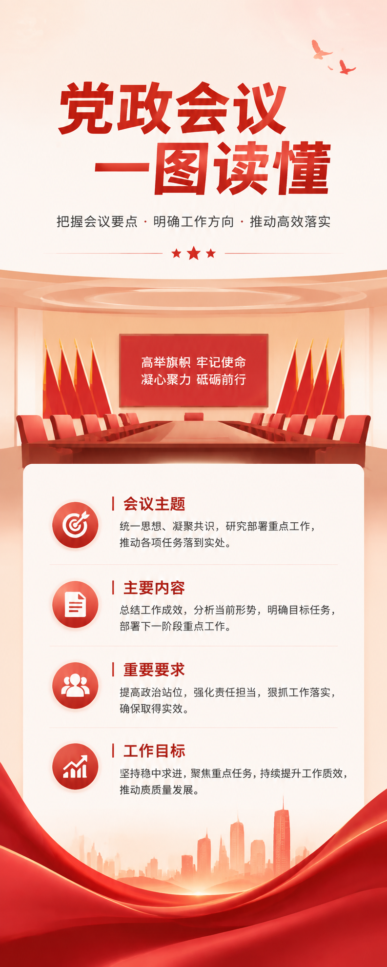 党政会议一图读懂勇毅前行长图