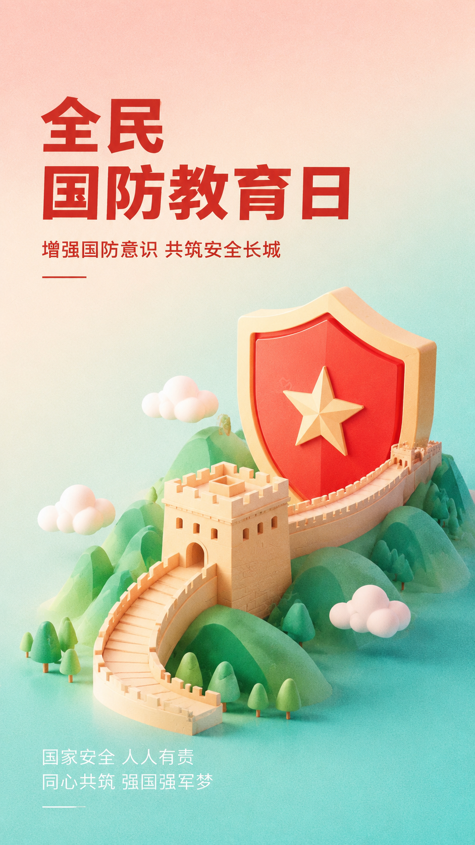 全民国防教育日心系国防强国有我手机海报