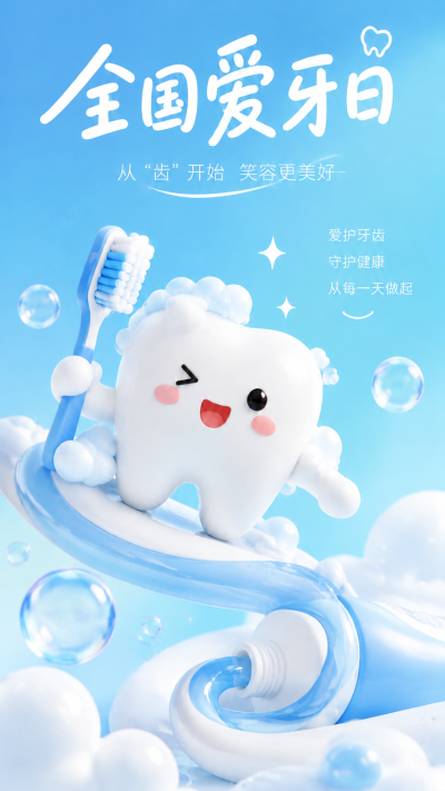 全国爱牙日口腔守护始于日常手机海报