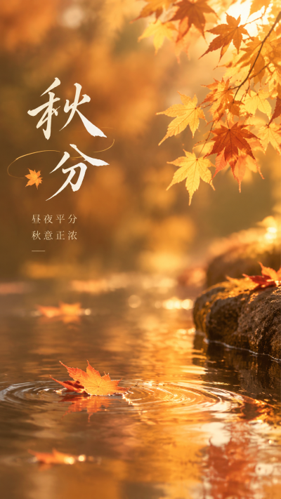 秋分昼夜平分秋意正浓实景宣传手机海报
