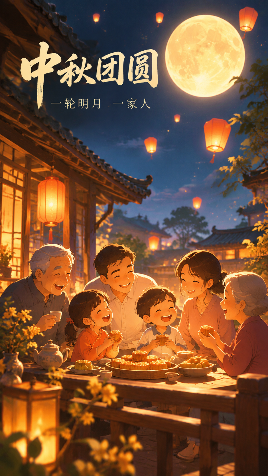 中秋团圆宴欢聚一堂手机海报