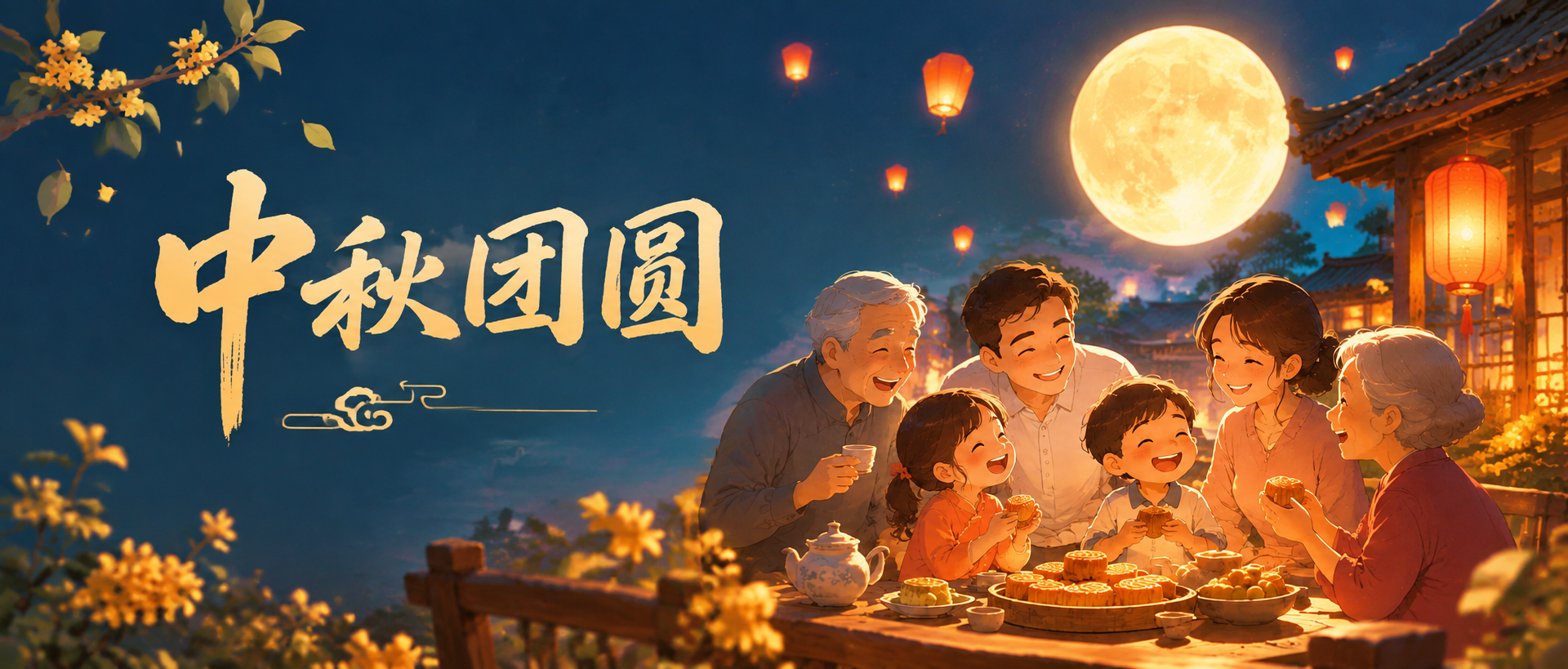 中秋团圆家宴创意微信公众号首图