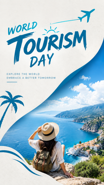 世界旅游日阅见风光创意手机海报