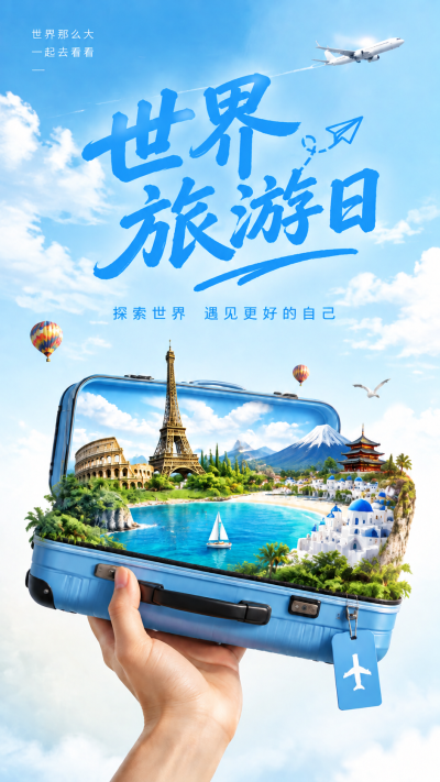世界旅游日探索世界悦享旅途手机海报
