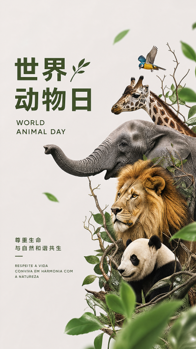 关爱动物从你我他做起手机海报