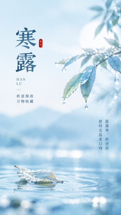 秋深寒露勿忘添衣简约手机海报