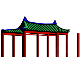 安徽风格建筑插图PNG素材