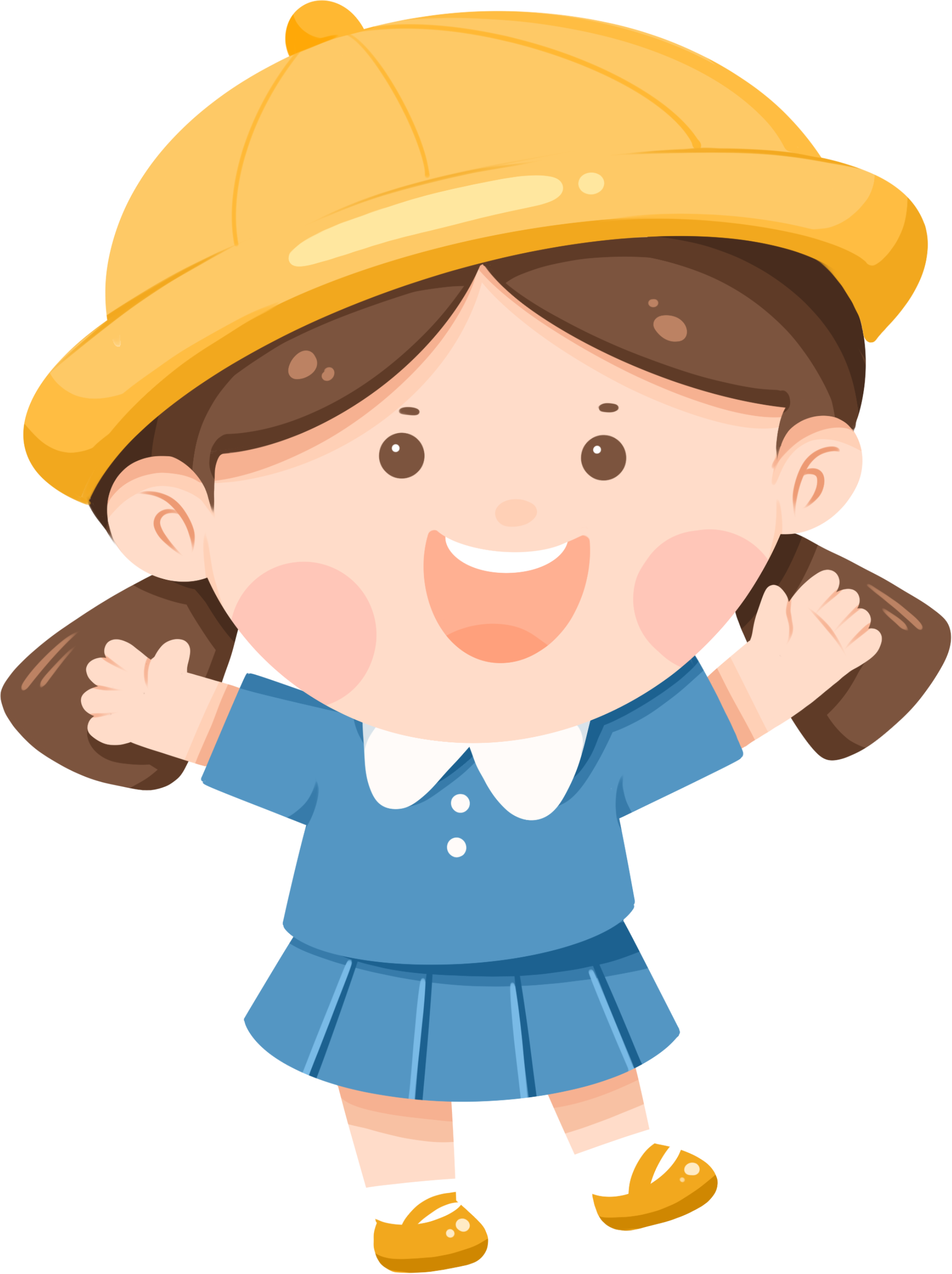戴黄帽子的小女孩卡通人物如何画？