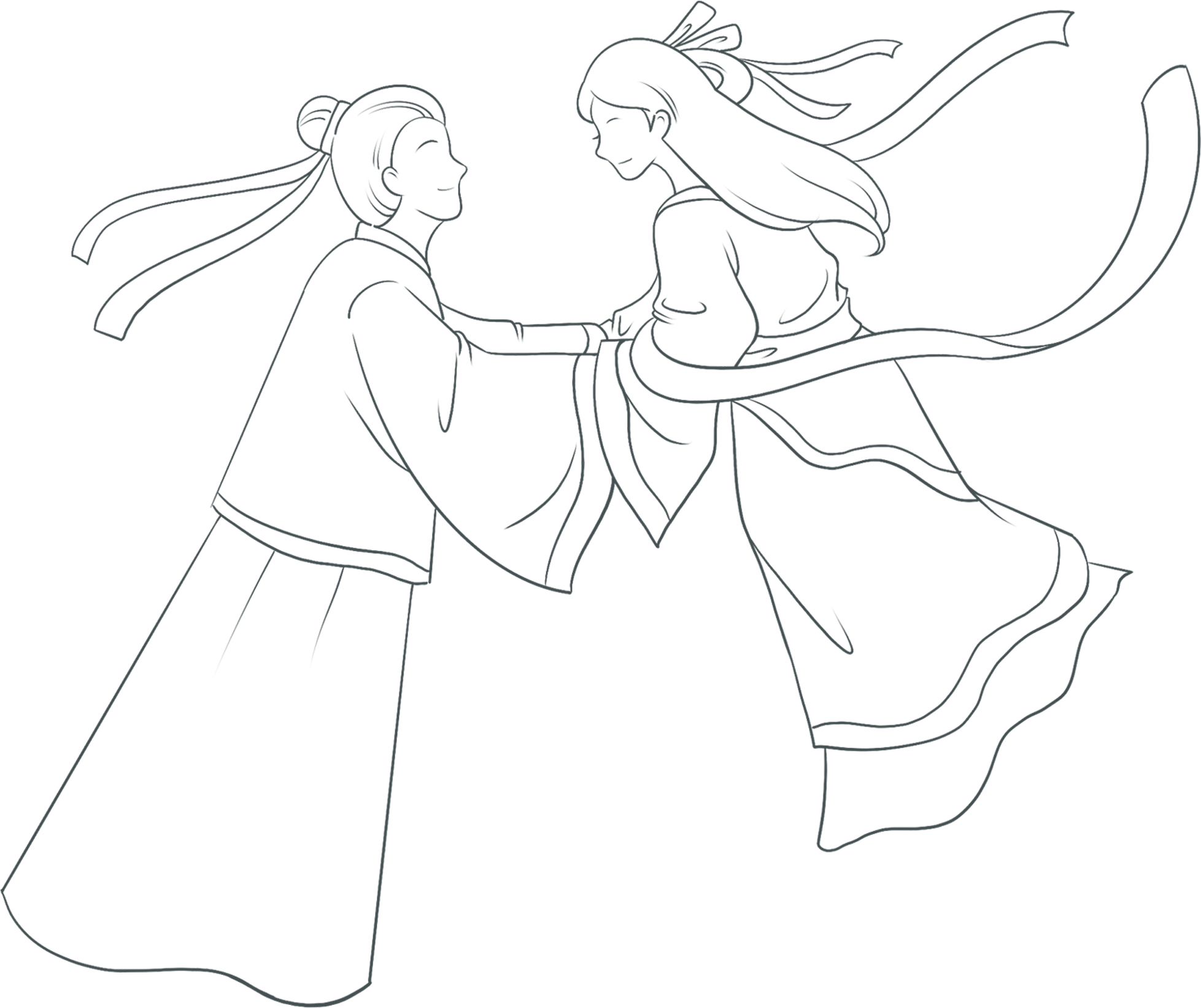 七夕牛郎织女素材图片怎样画？