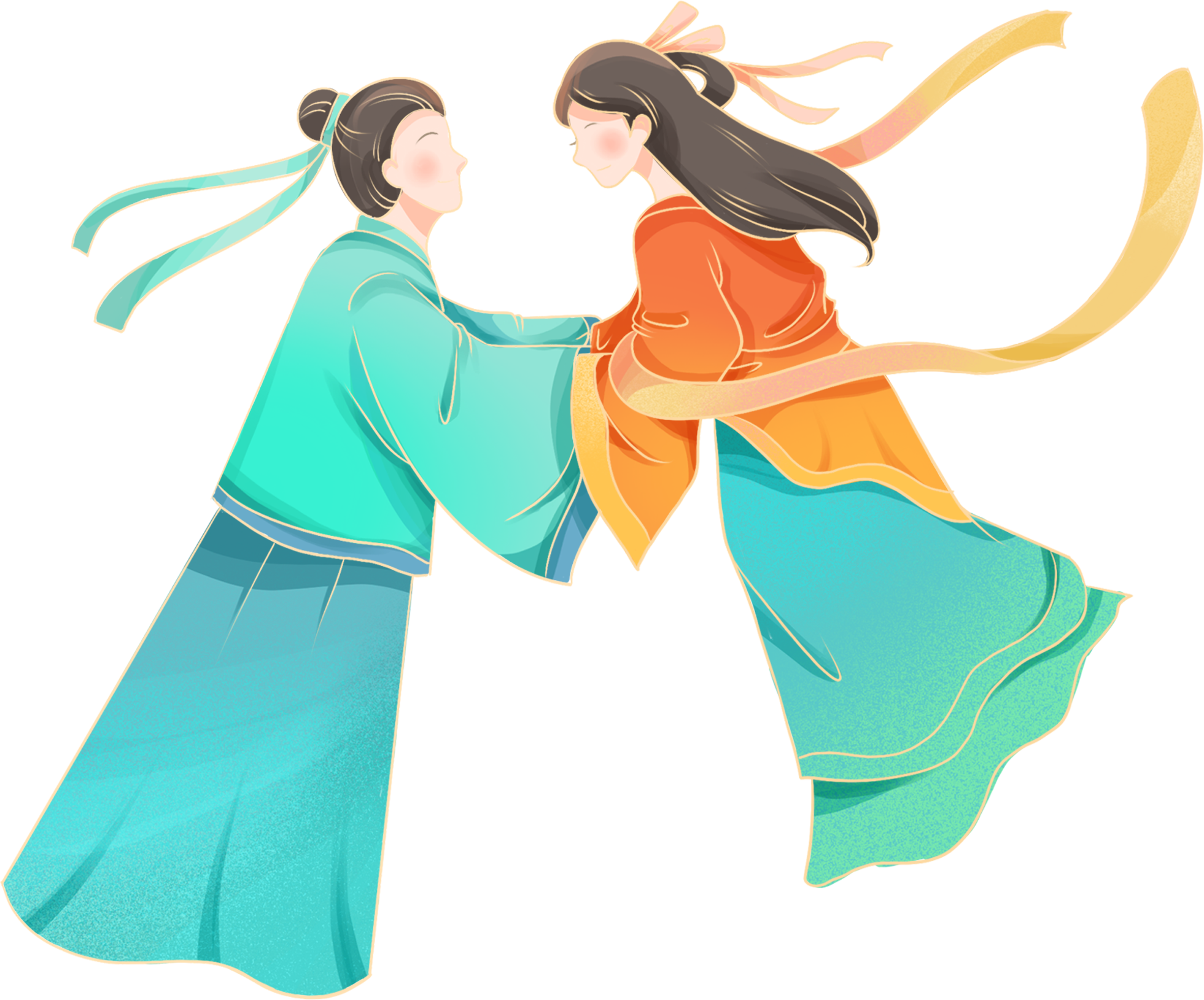 七夕牛郎织女素材图片怎样画？
