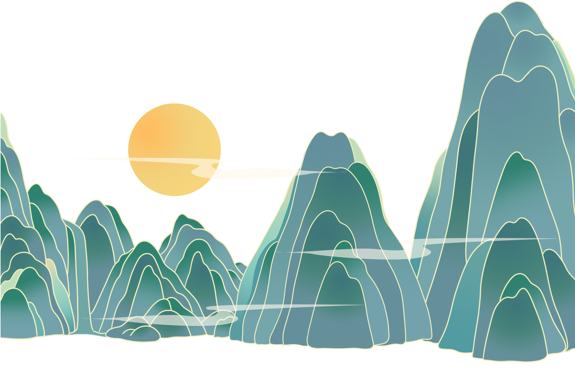 国潮山水插画如何画？