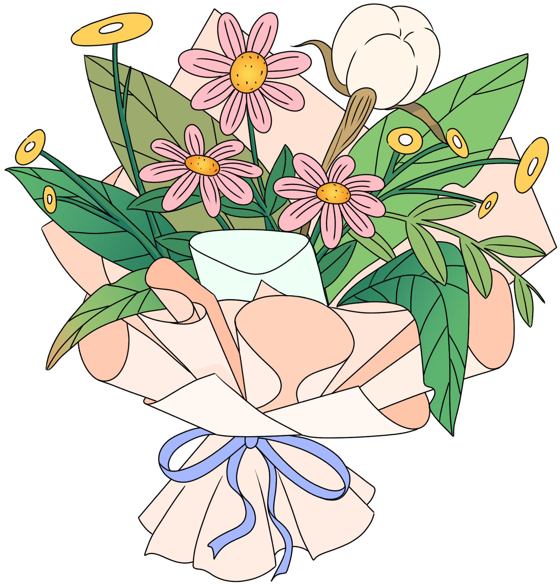 花束 插画制作步骤！