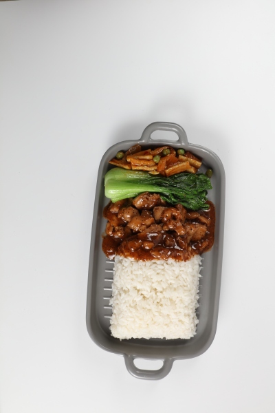 黑椒牛肉油菜拌饭