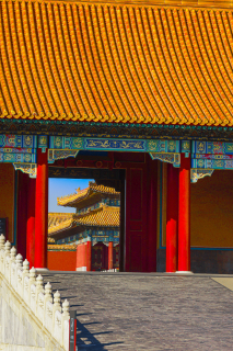 古代古风建筑风景门柱近景