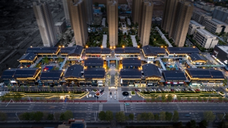 城市商业街建筑夜景