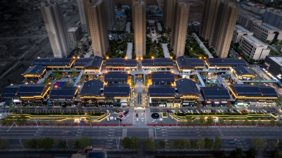 城市商业街建筑夜景