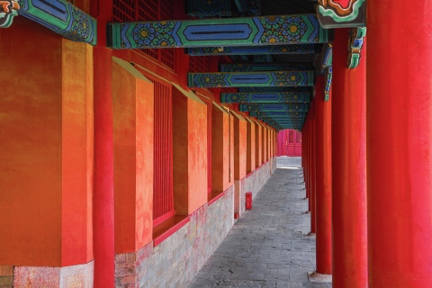 古代古风建筑内的走廊横图