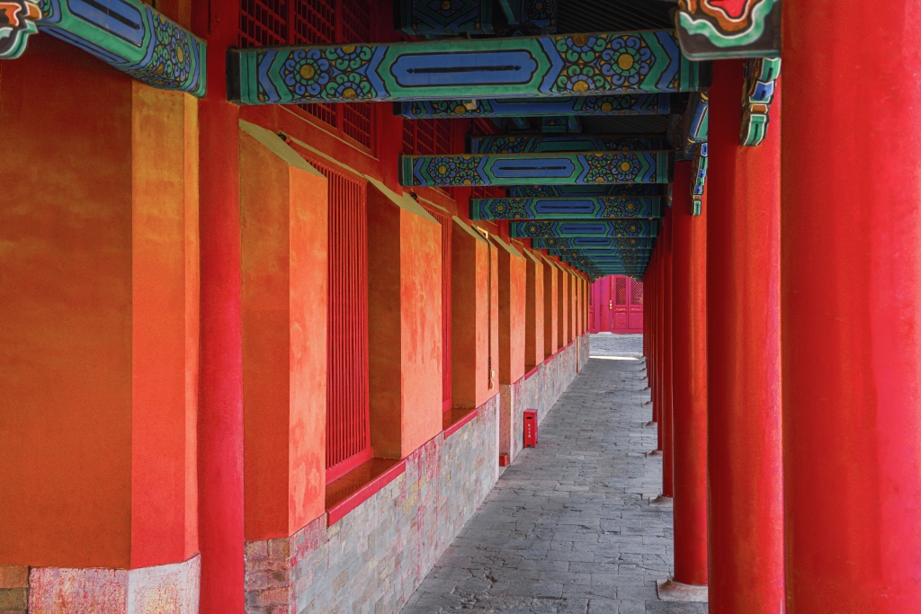 古代古风建筑内的走廊横图版权图片下载