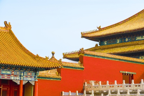 古代古风建筑红色城墙横图