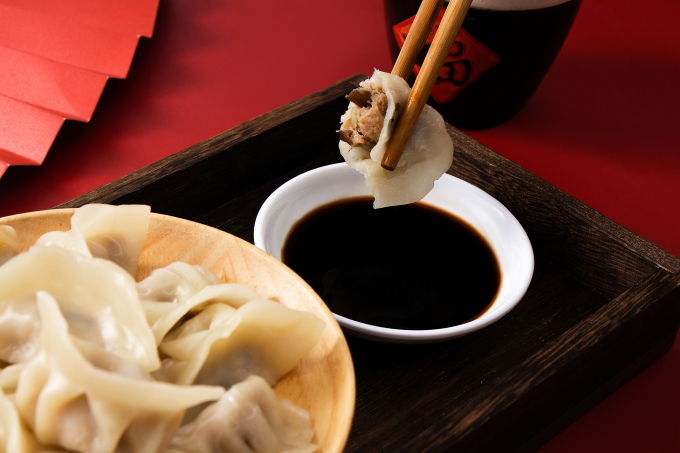香菇肉饺子蘸醋实拍图