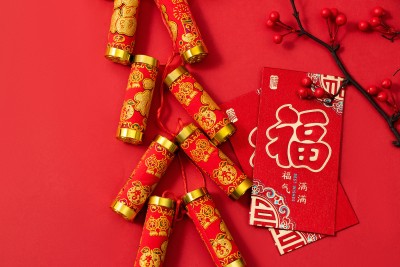 红色鞭炮中国风红包实拍图