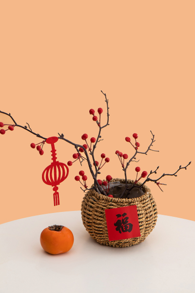 兔年春节红灯笼剪纸花卉高清图