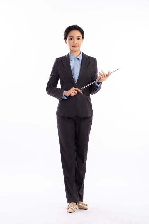 女老师穿西服手拿教鞭版权图片下载