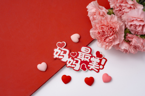 爱心装饰粉色花束康乃馨图片