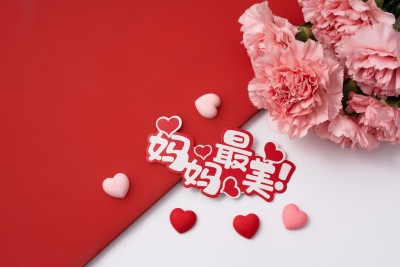 妈妈最美文案粉色康乃馨图片