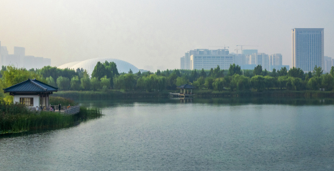湖边凉亭户外风景高清图